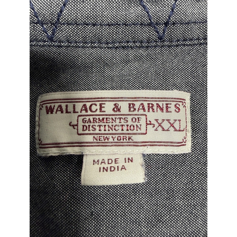 Wallace & Barnes Shirt Mens 2XL Blue Plaid‎ Flannel Long Sleeve Button Up Casual - Picture 3 of 8